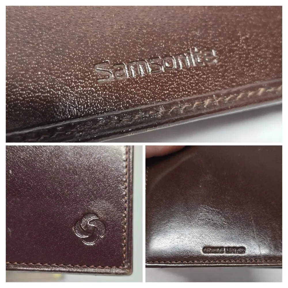 Vintage Samsonite Genuine Brown Leather Wallet Travel Organizer Business Casual